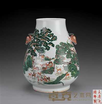 清光绪 粉彩百鹿尊 20×49.5cm